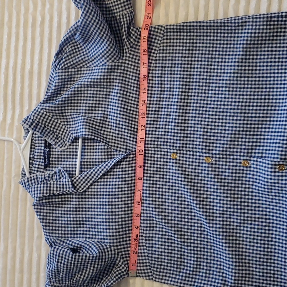 Duffield Lane Button Down Blouse, Gingham, Blue & White Size M - Picture 12 of 12